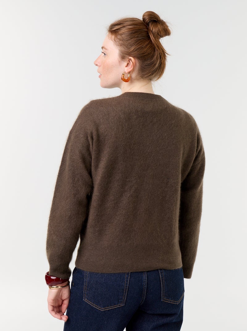 Cardigan com fecho de lã Castanho - Kiabi