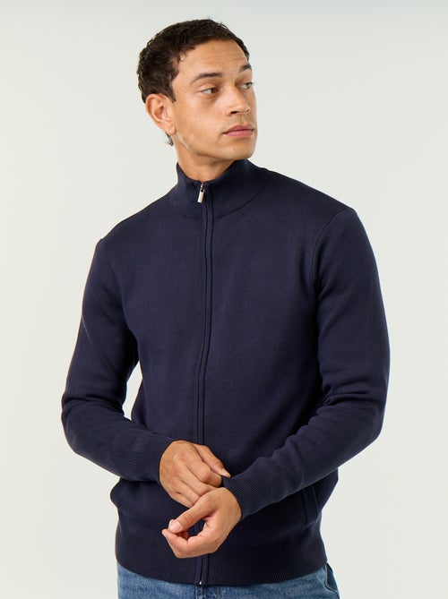 Cardigan com fecho e gola alta - Kiabi