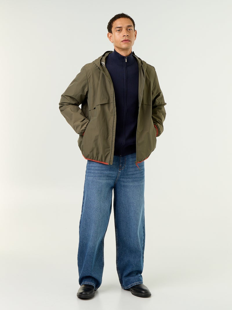 Cardigan com fecho e gola alta Azul - Kiabi