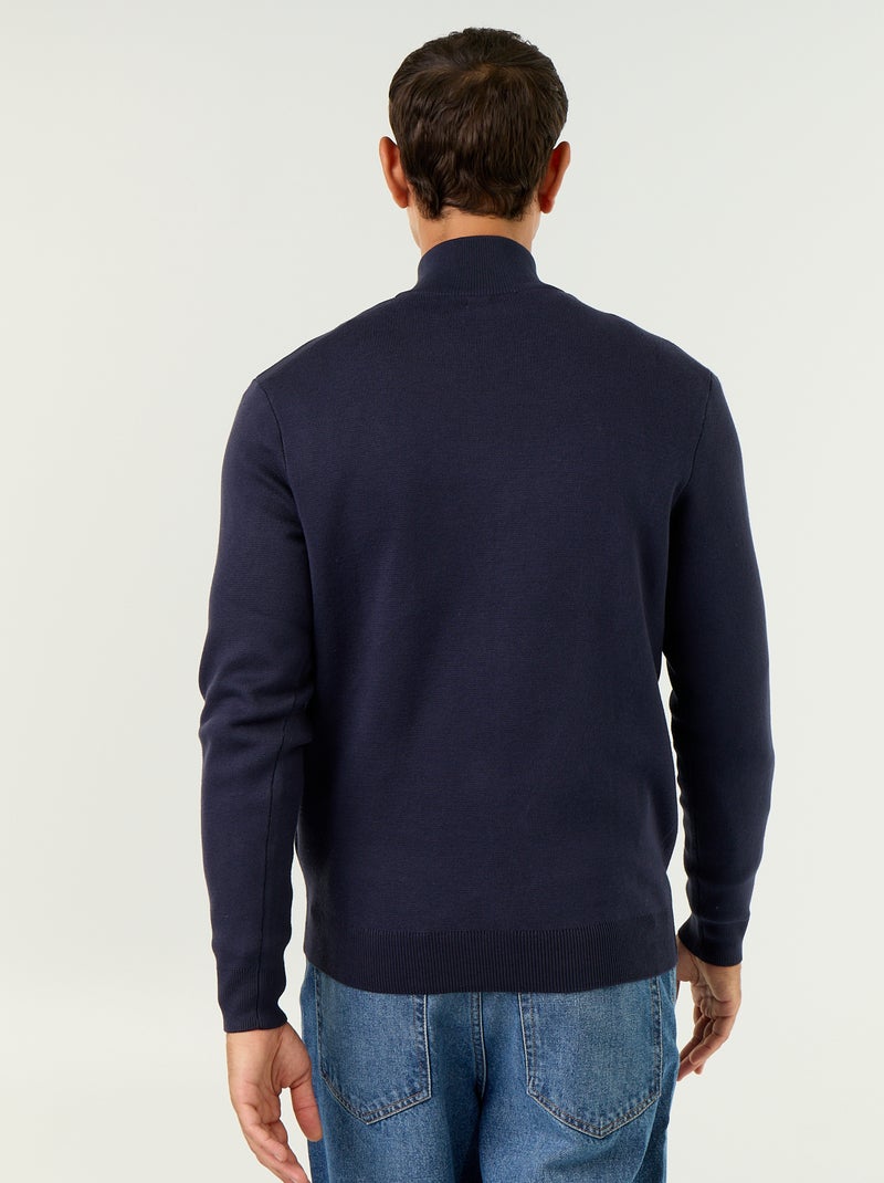Cardigan com fecho e gola alta Azul - Kiabi