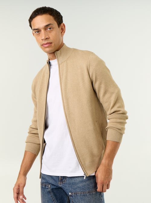Cardigan com fecho e gola alta - Kiabi