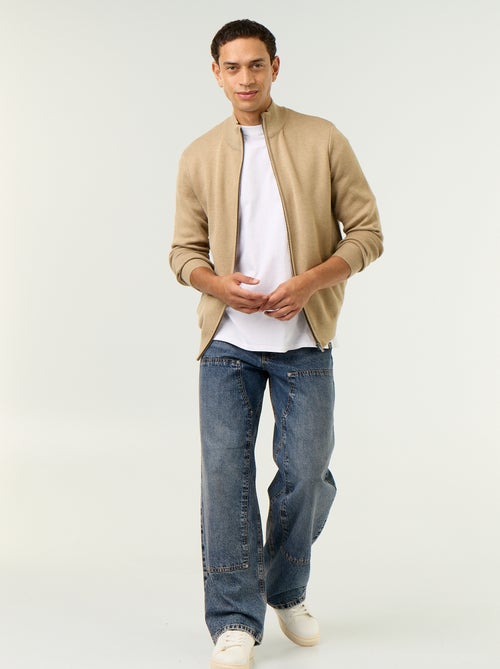 Cardigan com fecho e gola alta - Kiabi