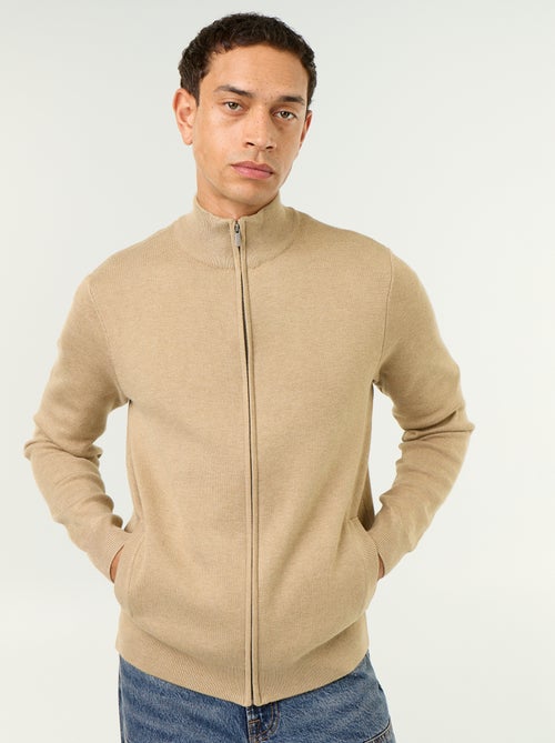 Cardigan com fecho e gola alta - Kiabi