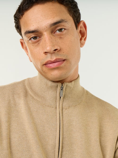 Cardigan com fecho e gola alta - Kiabi