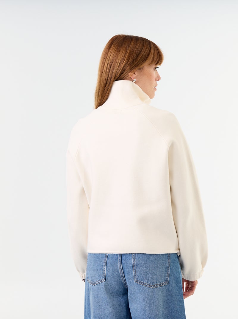 Cardigan com fecho e gola alta Bege - Kiabi