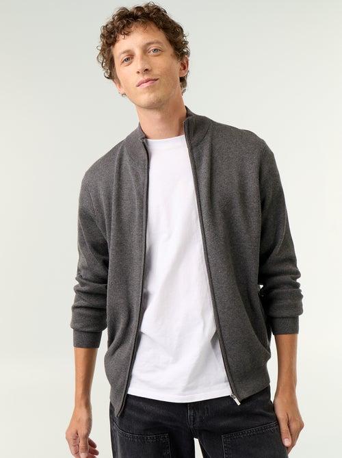 Cardigan com fecho e gola alta - Kiabi