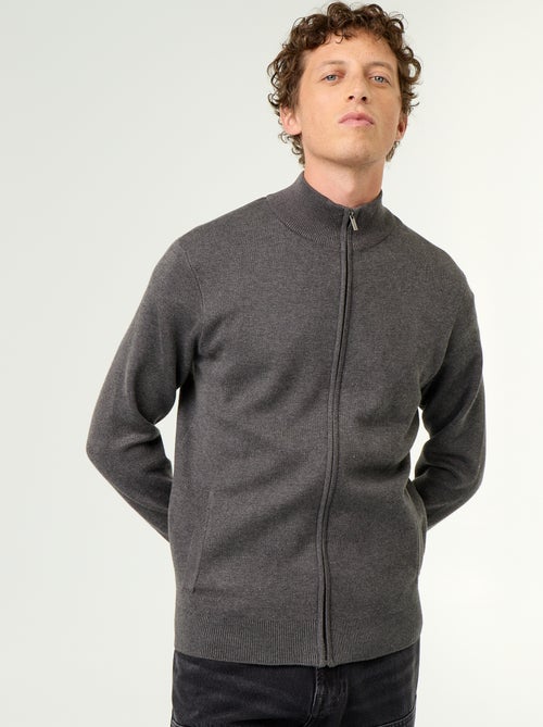 Cardigan com fecho e gola alta - Kiabi