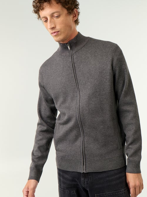 Cardigan com fecho e gola alta - Kiabi