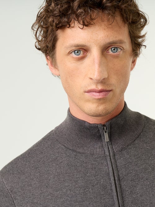 Cardigan com fecho e gola alta - Kiabi
