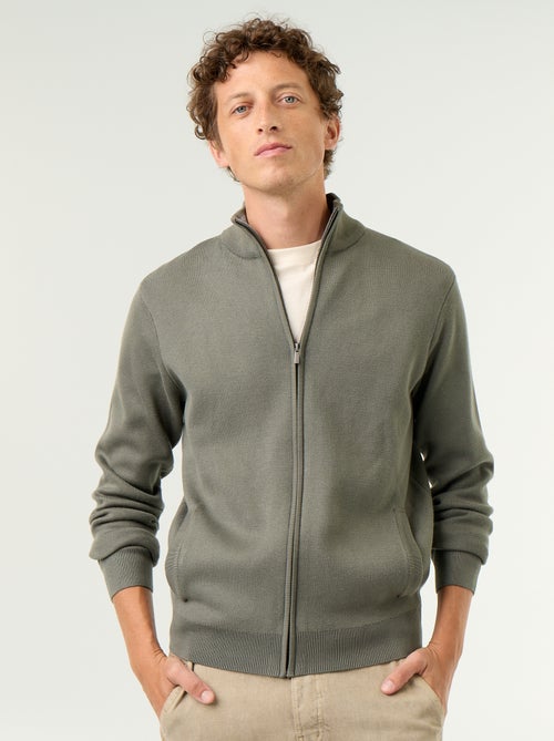 Cardigan com fecho e gola alta - Kiabi