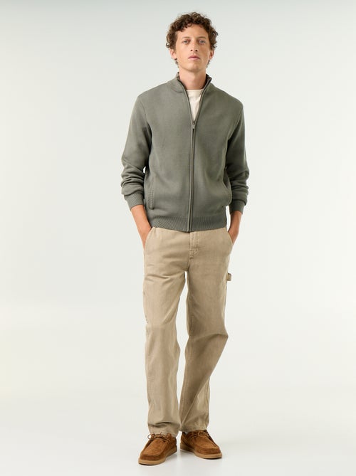 Cardigan com fecho e gola alta - Kiabi