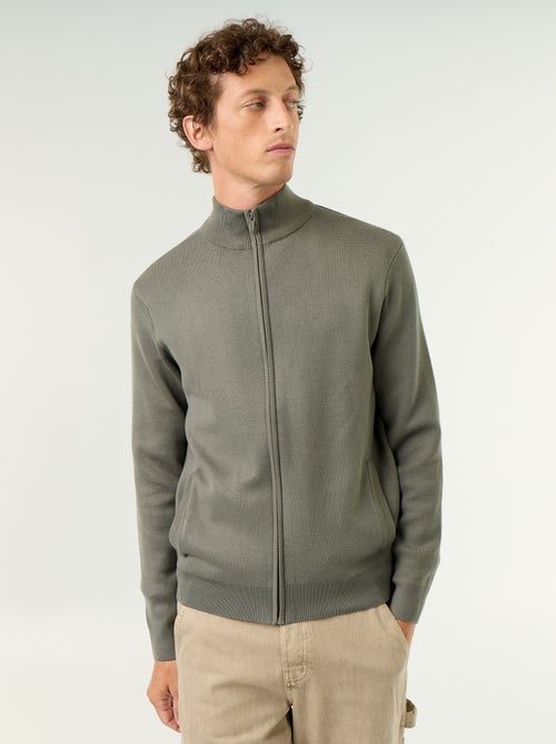 Cardigan com fecho e gola alta - Kiabi