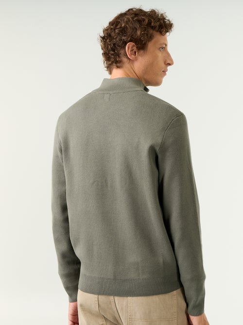 Cardigan com fecho e gola alta - Kiabi