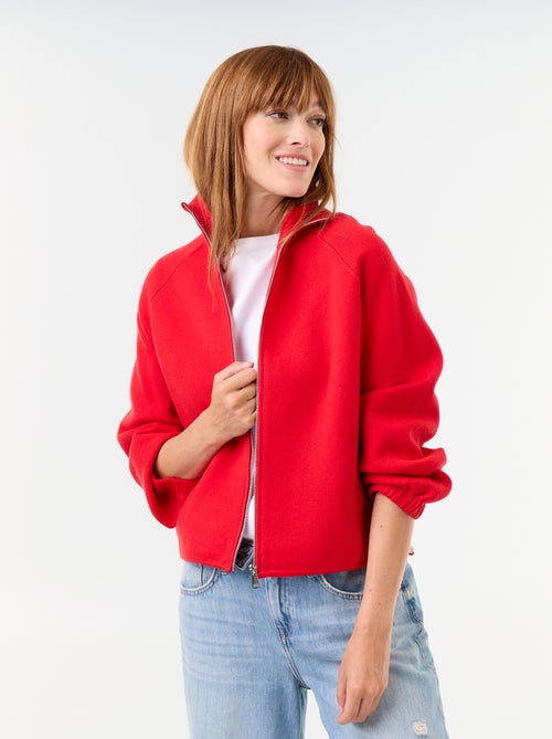 Cardigan com fecho e gola alta - Kiabi