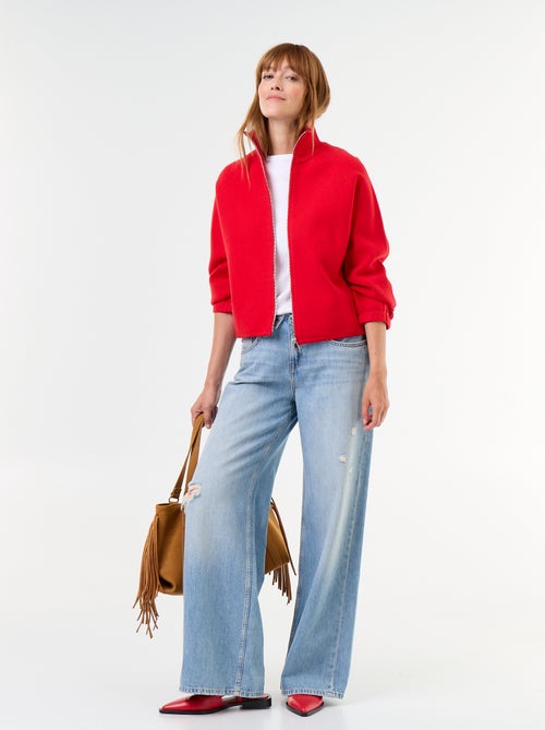 Cardigan com fecho e gola alta - Kiabi