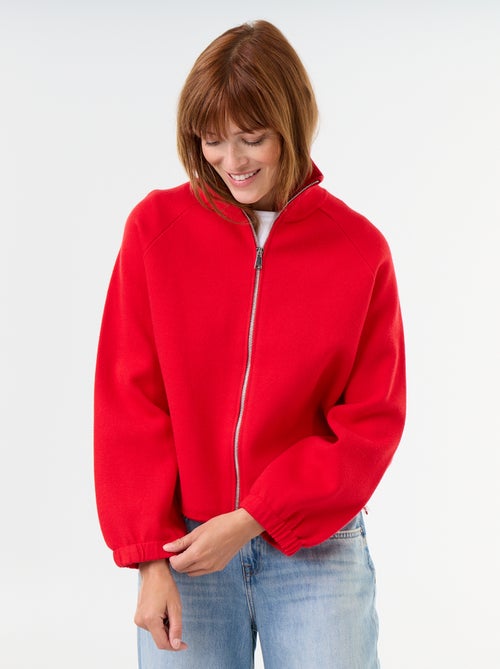 Cardigan com fecho e gola alta - Kiabi