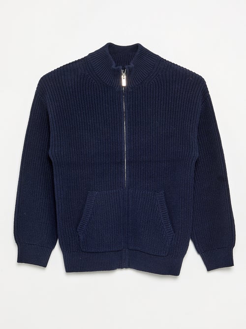 Cardigan com fecho e gola subida - Kiabi