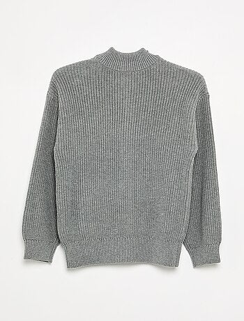 Cardigan com fecho e gola subida
