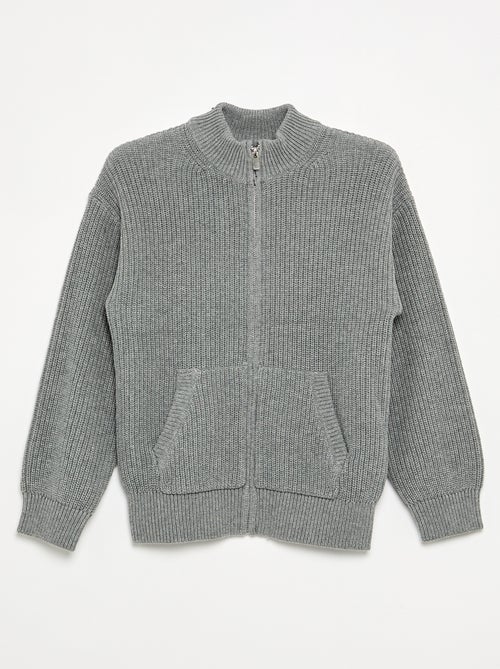 Cardigan com fecho e gola subida - Kiabi