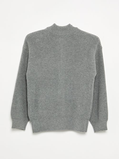 Cardigan com fecho e gola subida - Kiabi