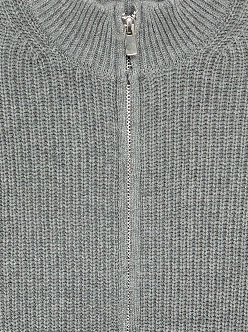 Cardigan com fecho e gola subida - Kiabi