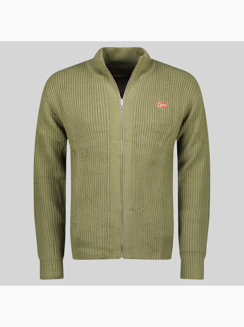 Cardigan com fecho flexible – geographical norway Verde oliva - Kiabi
