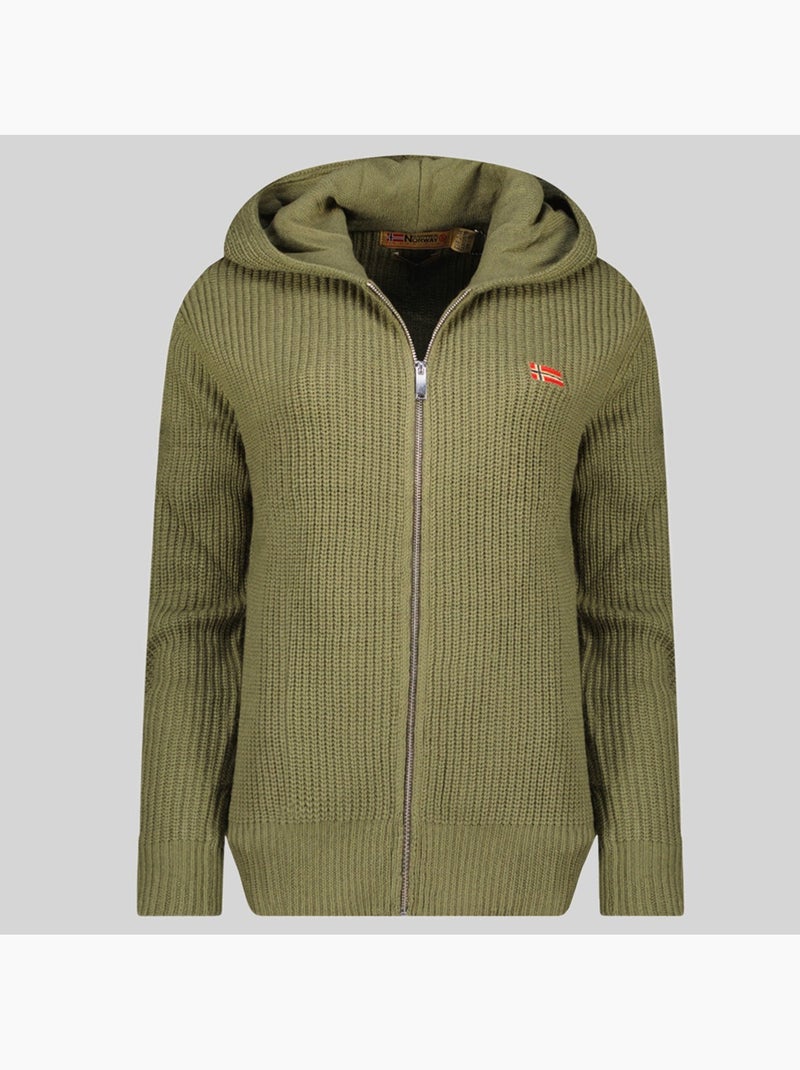 Cardigan com fecho flexibus – geographical norway Verde oliva - Kiabi