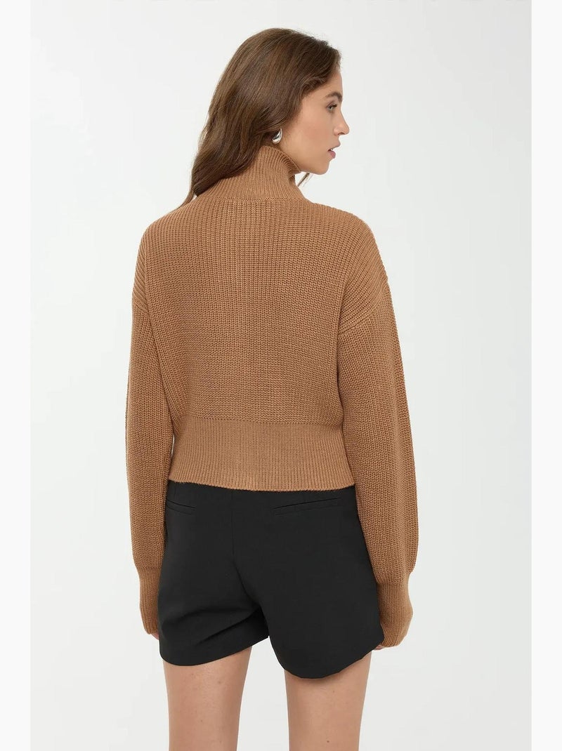 Cardigan com fecho hiccup Castanho - Kiabi