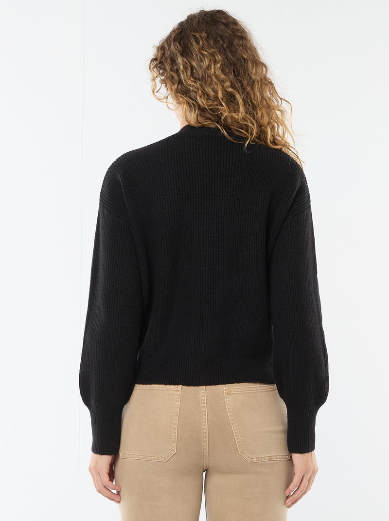 Cardigan com gola em V e botões de coração Preto - Kiabi