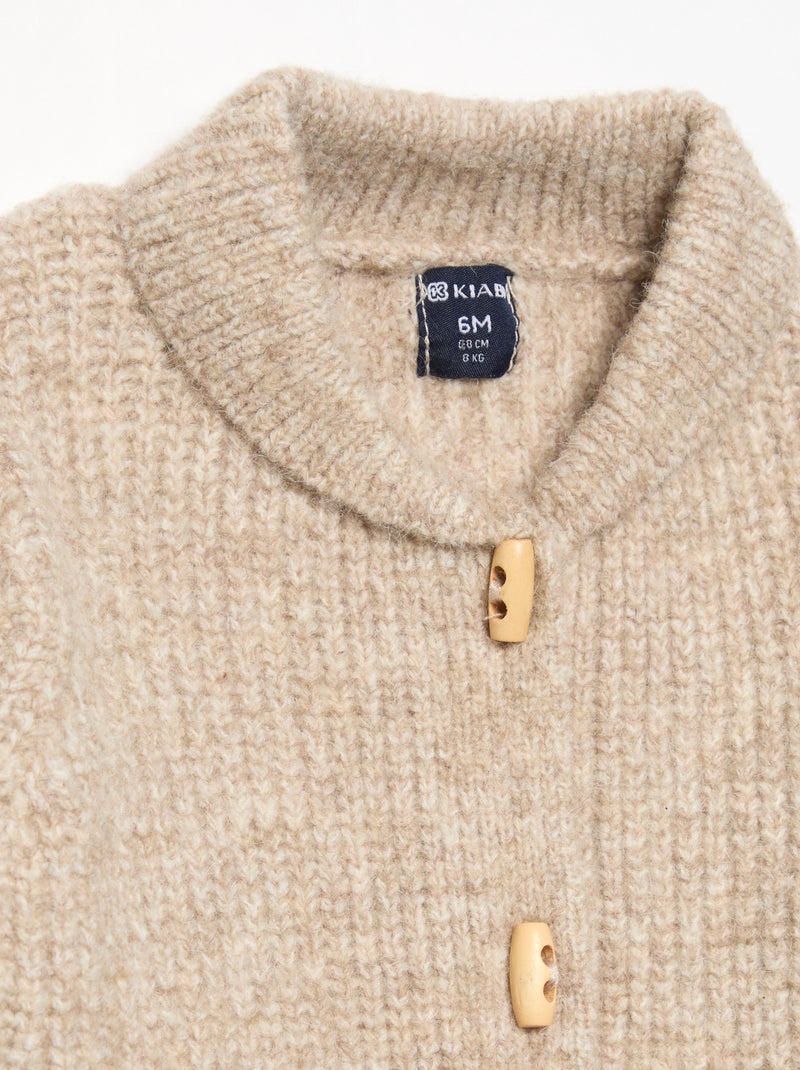 Cardigan com gola xale Bege - Kiabi