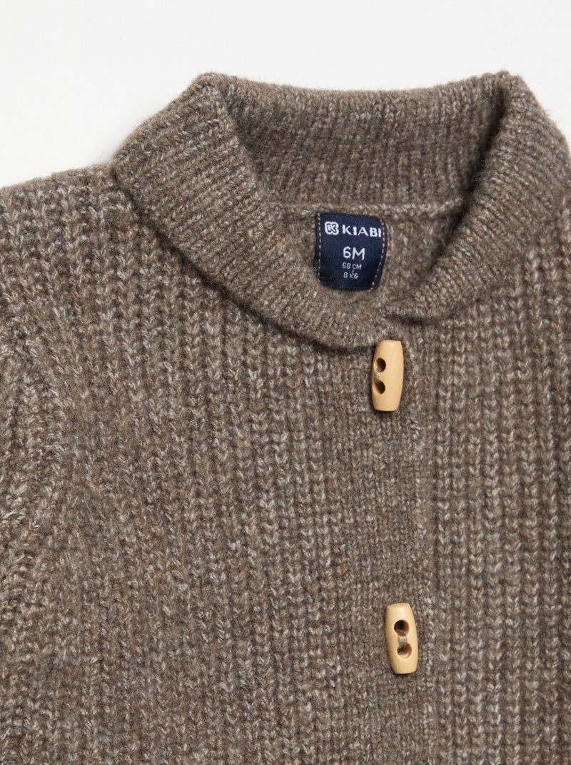 Cardigan com gola xale Castanho - Kiabi