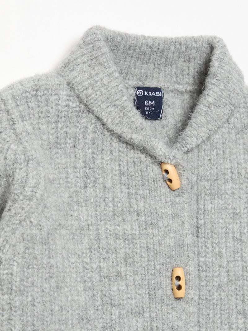 Cardigan com gola xale Cinza - Kiabi