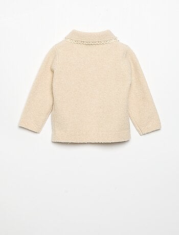 Cardigan com orlas em renda fina