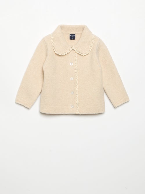 Cardigan com orlas em renda fina - Kiabi