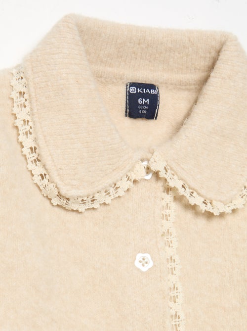 Cardigan com orlas em renda fina - Kiabi