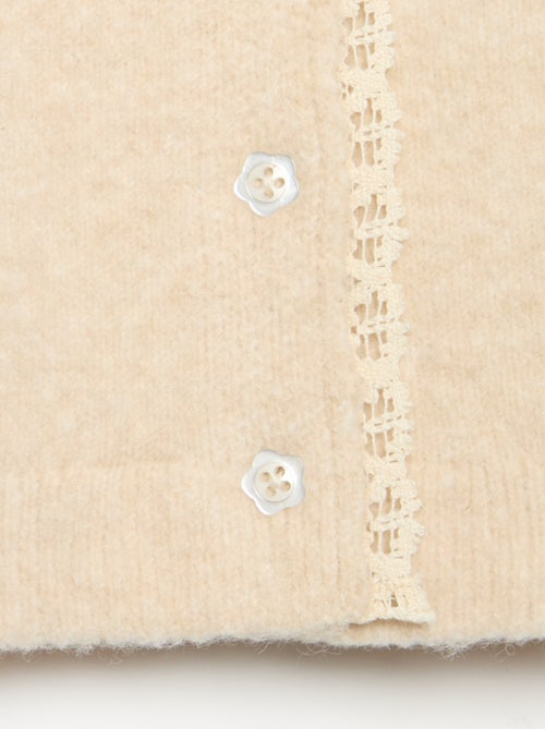 Cardigan com orlas em renda fina - Kiabi