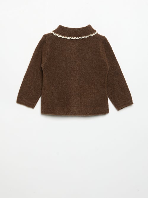 Cardigan com orlas em renda fina - Kiabi