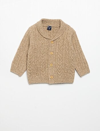 Cardigan com torcidos e gola xale