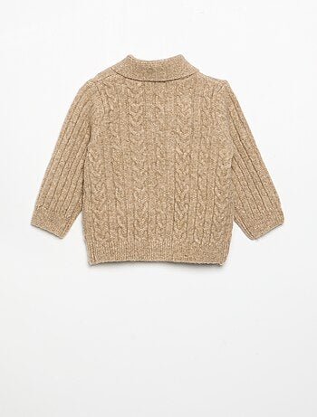 Cardigan com torcidos e gola xale