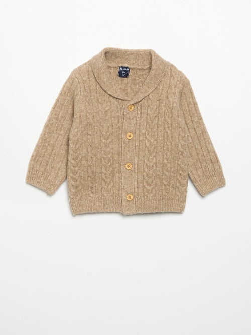 Cardigan com torcidos e gola xale - Kiabi