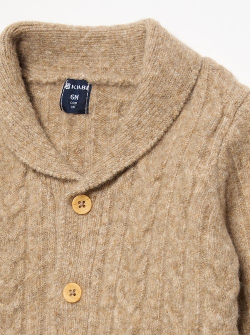 Cardigan com torcidos e gola xale - Kiabi