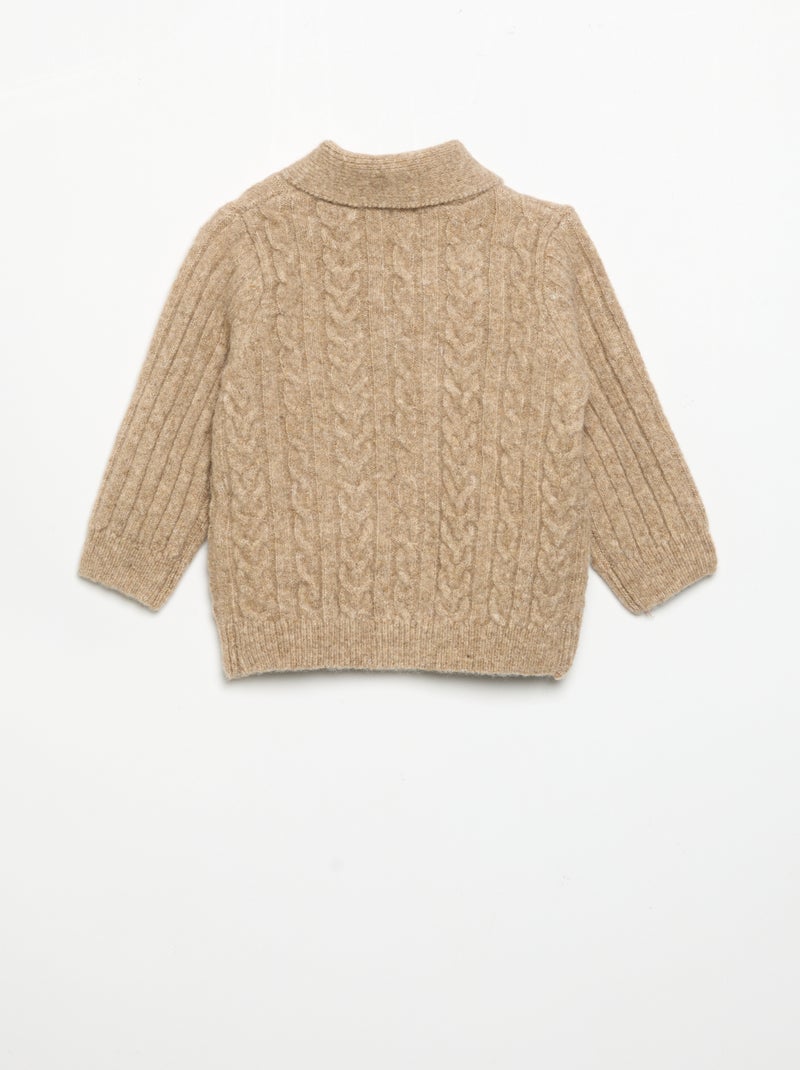 Cardigan com torcidos e gola xale Bege - Kiabi