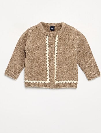 Cardigan com viés contrastante