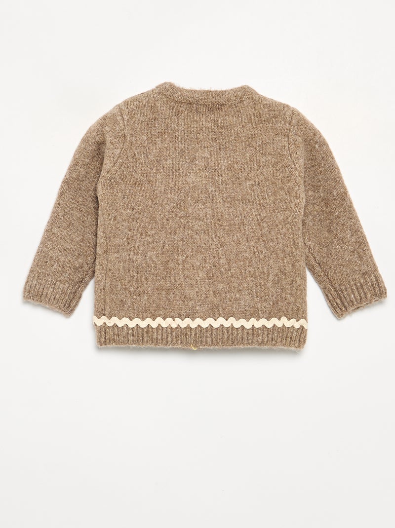 Cardigan com viés contrastante Castanho - Kiabi