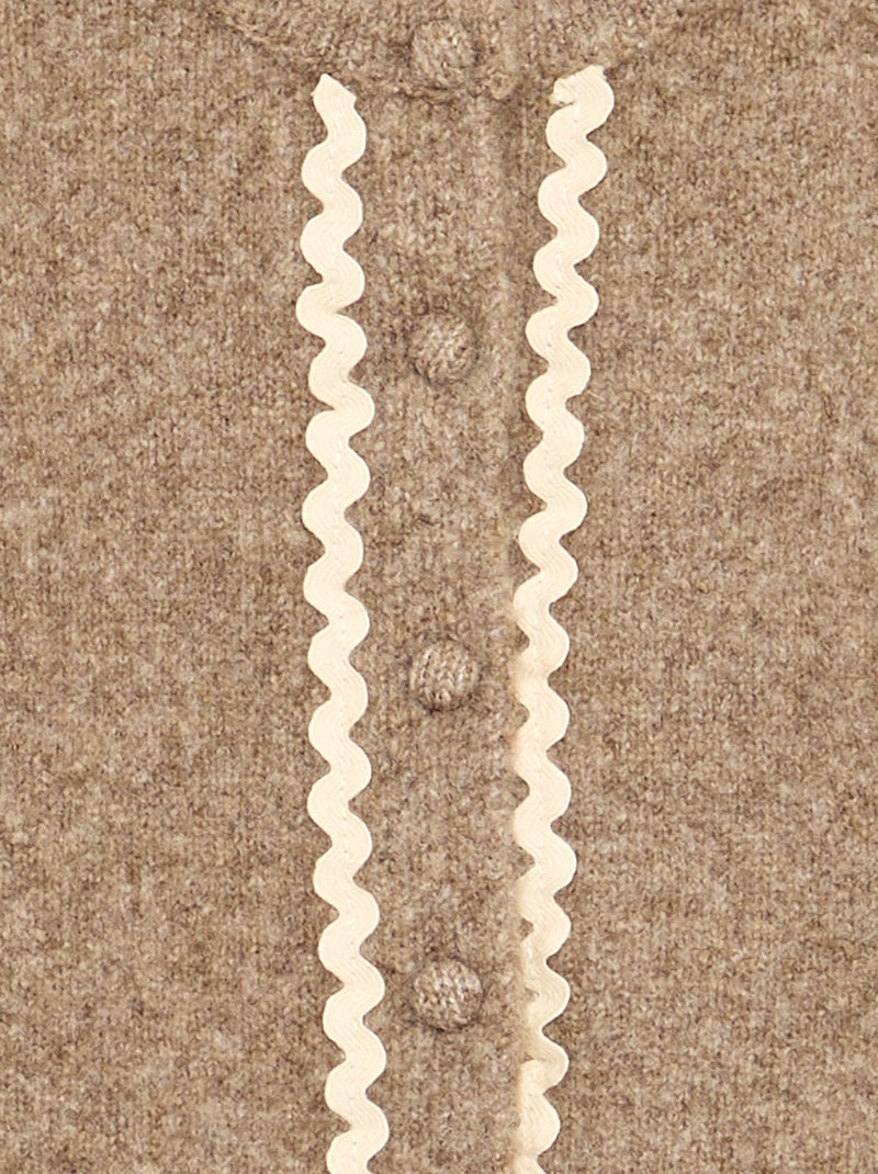 Cardigan com viés contrastante Castanho - Kiabi