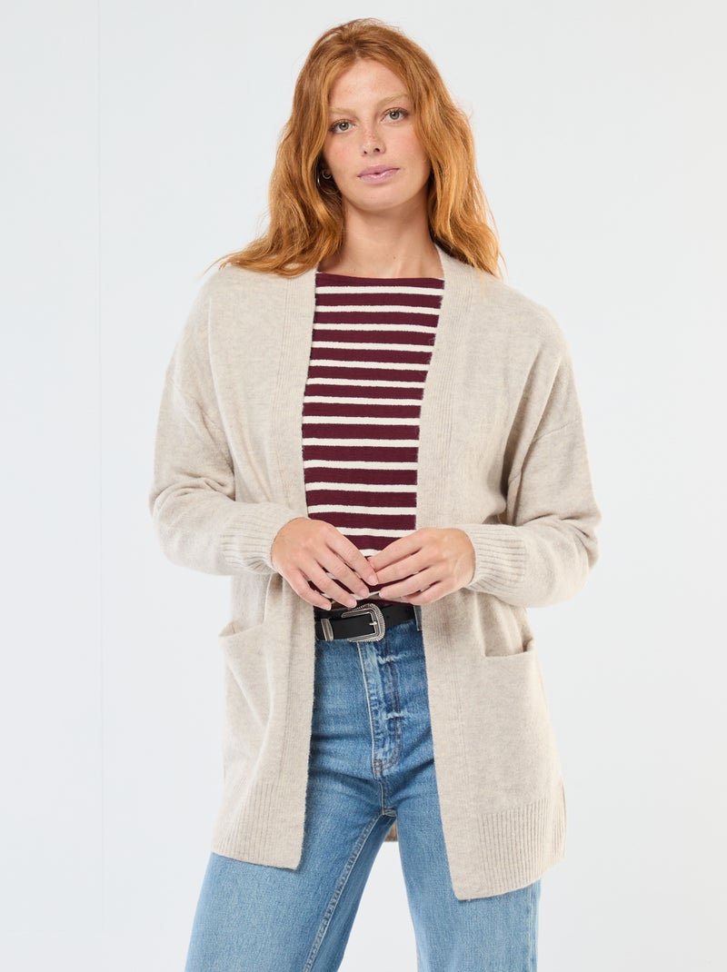 Cardigan comprido aberto Bege - Kiabi