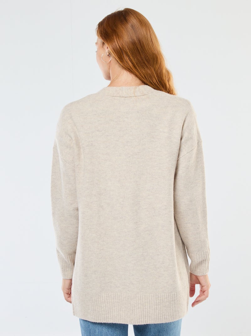 Cardigan comprido aberto Bege - Kiabi