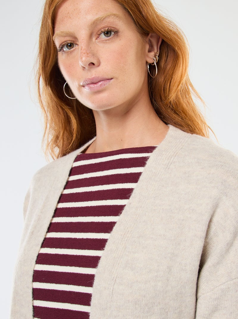 Cardigan comprido aberto Bege - Kiabi