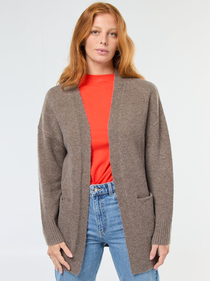 Cardigan comprido aberto Castanho - Kiabi
