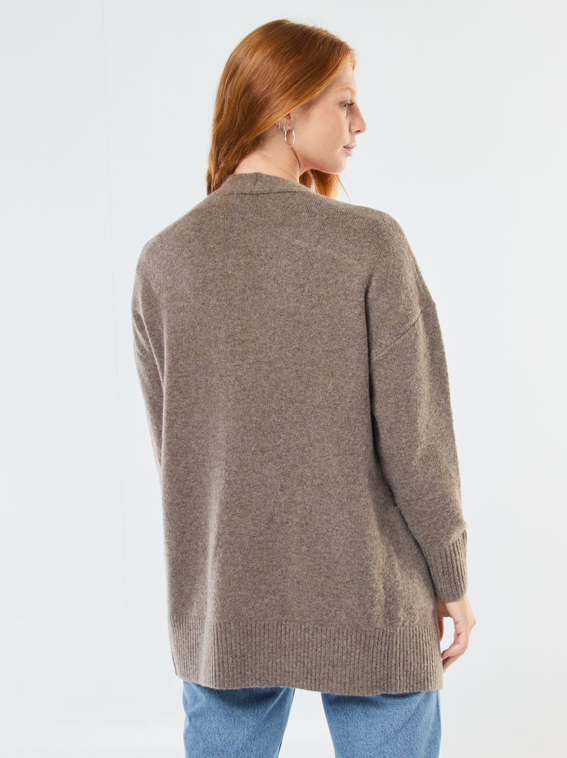 Cardigan comprido aberto Castanho - Kiabi